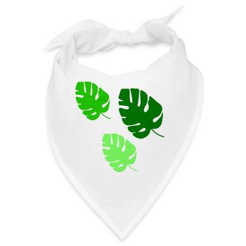 Monstera Blätter Trio Design - Bandana - Weiß - Vorne