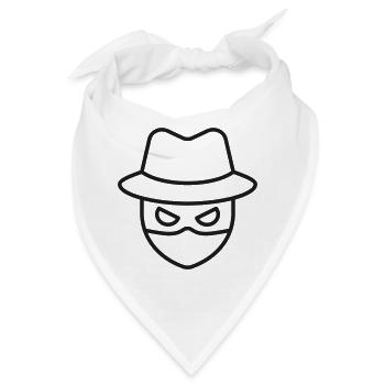 Maskierter Hacker-Linien-Symbol - Bandana - Weiß - Vorne