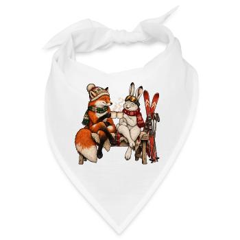 Rotfuchs & Schneehase beim Après-Ski - Bandana - Weiß - Vorne