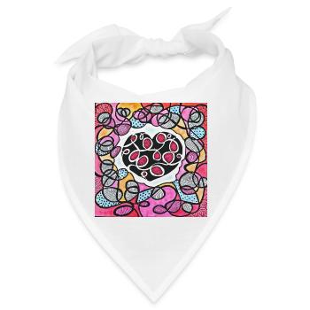Auffällige rosa Herzen - Bandana - Weiß - Vorne