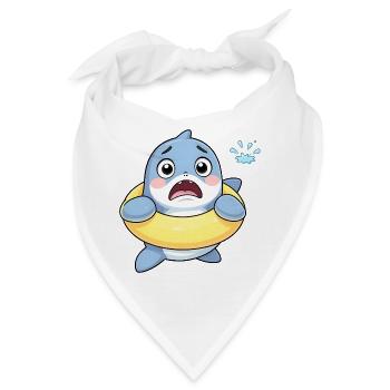 Schüchterner Hai im Schwimmring - Bandana - Weiß - Vorne