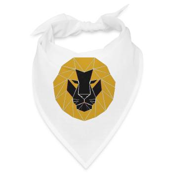 Schwarzgoldener geometrischer Löwe - Bandana - Weiß - Vorne