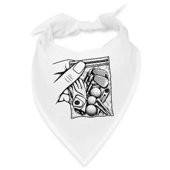 Suchtgolf – Sackschläger, Ballhandschuh und Abschlag - Bandana - Weiß - Vorne