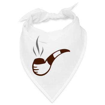 Pfeife mit Rauch bzw. Qualm - Bandana - Weiß - Vorne