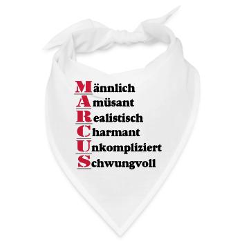 Marcus Vorname,Namensschild,Name,Fun Shirt (25) - Bandana - Weiß - Vorne