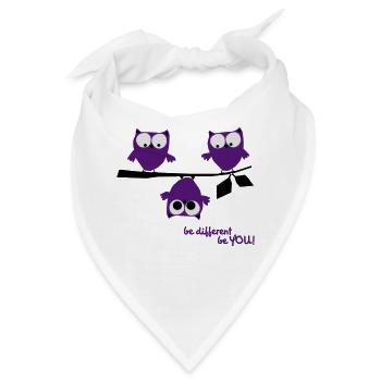 Eulen, lustig, be different, Vogel - Bandana - Weiß - Vorne