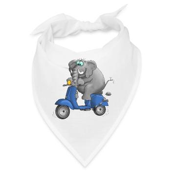 Motorroller Cartoon Comic - Bandana - Weiß - Vorne