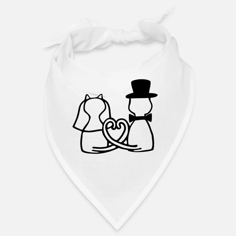 Katzen Hochzeit - Bandana - Weiß