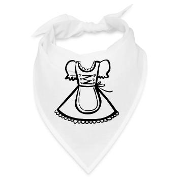 Dirndl – Schwarz-Weiß-Zeichnung – einfärbbar - Bandana - Weiß - Vorne