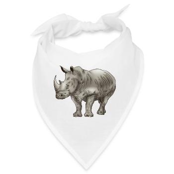 Nashorn Dickhäuter Rhino - Bandana - Weiß - Vorne