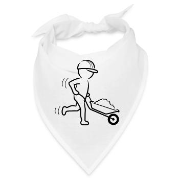 Bauarbeiter mit Schubkarre - Bandana - Weiß - Vorne