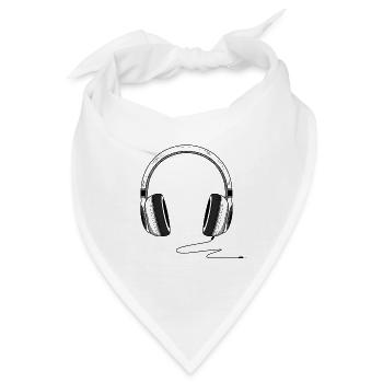 Music Headphones drown Musik Kopfhörer gemalt - Bandana - Weiß - Vorne