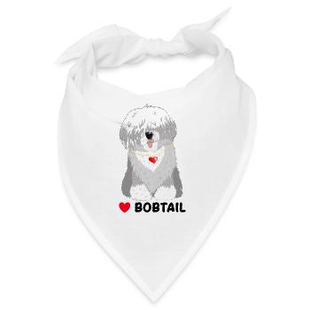 Bobtail Tshirt Bobtail Hund Shirt T-Shirt - Bandana - Weiß - Vorne