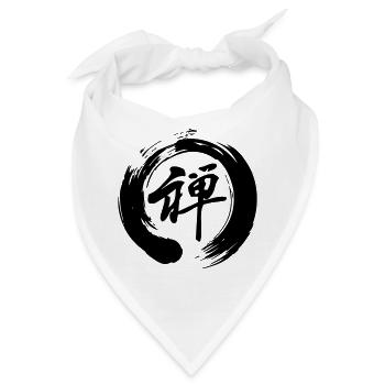 Zen in japanischer Kanji-Schrift in enso-Zen geschrieben - Bandana - Weiß - Vorne