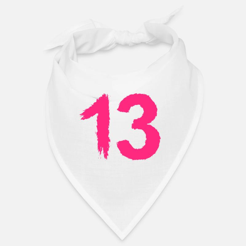 Chiffre 13 Numéro préféré Brosse Rose - Bandana - blanc