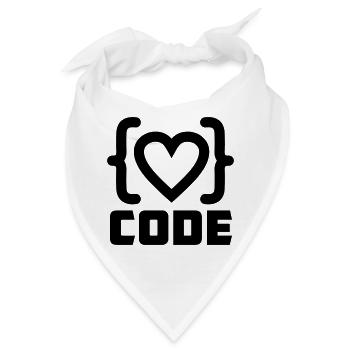 Herzprogrammierer Code Logo mit Text CODE - Bandana - Weiß - Vorne
