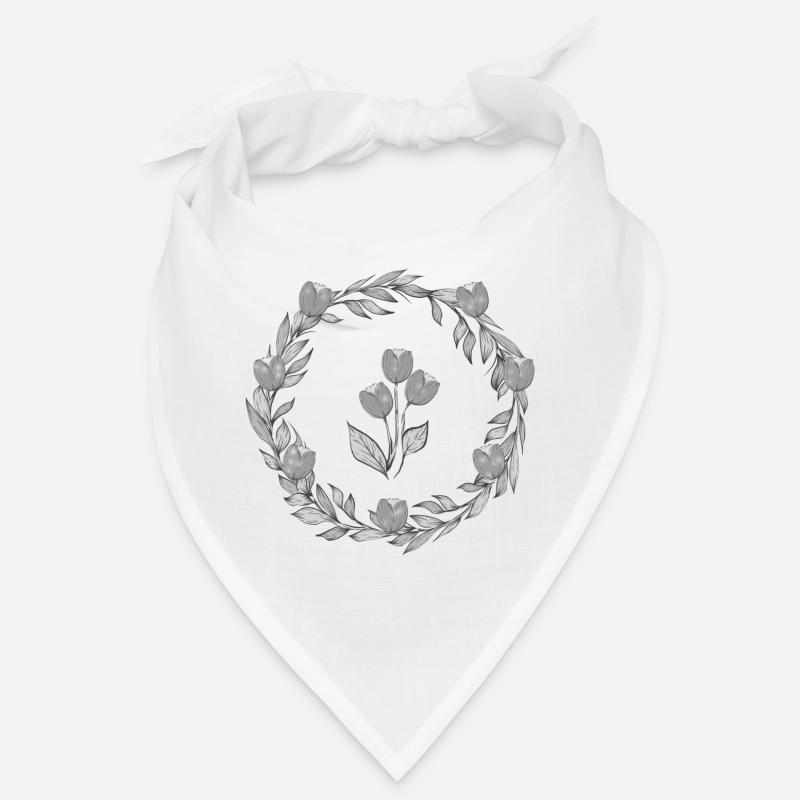 Illustration Tulipe Couronne Niveaux de Gris Bandana