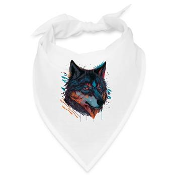 Wolfszeichnung für alle Tierfreunde - Bandana - Weiß - Vorne
