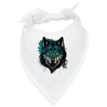 Ein Wolfskopf-Kunstwerk für jeden Waldfan - Bandana - Weiß - Vorne