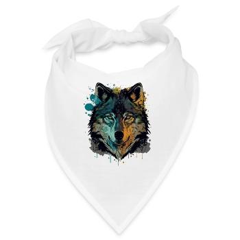 Wunderbare Zeichnung eines Wolfskopfes - Bandana - Weiß - Vorne