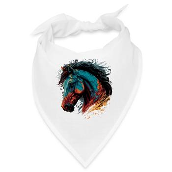 Trendiges Pferdekopf-Design - Bandana - Weiß - Vorne