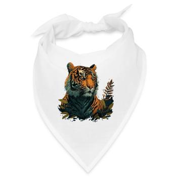 Tiger auf der Suche nach Beute - Bandana - Weiß - Vorne