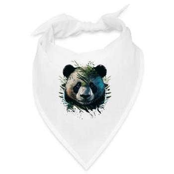 Panda versteckt sich hinter Leaths - Bandana - Weiß - Vorne