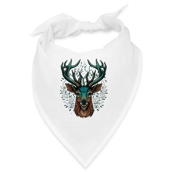 Hirschkopf - Bandana - Weiß - Vorne