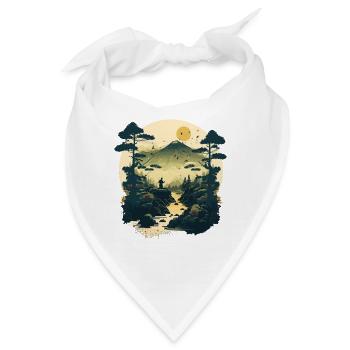 Japanischer Holzschnitt - Bandana - Weiß - Vorne