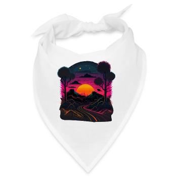Synthwave-Artwork - Bandana - Weiß - Vorne