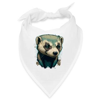 Frettchen-Kunstwerk - Bandana - Weiß - Vorne