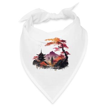 Asiatische Landschaft - Bandana - Weiß - Vorne