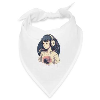 Kawaii Anime Mädchen - Bandana - Weiß - Vorne
