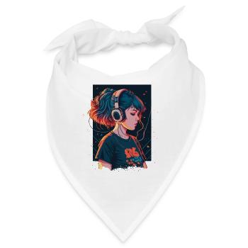 Lo-Fi Kawaii Mädchen - Bandana - Weiß - Vorne