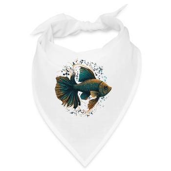 Fisch Illustration - Bandana - Weiß - Vorne