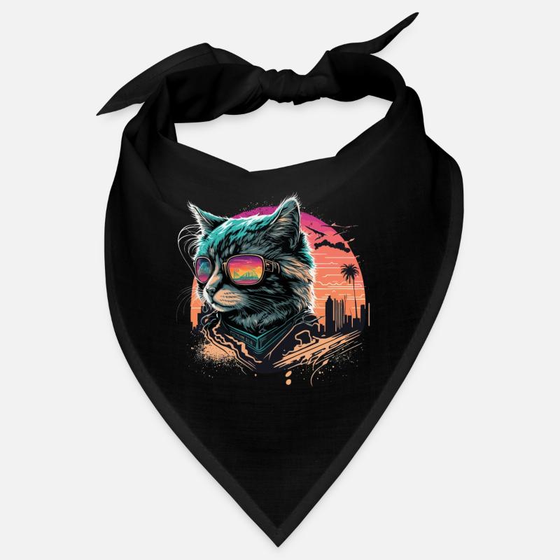 Synthwave Style Cat Bandana