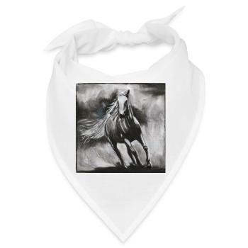 Pferd im Wind – kraftvolle Wildpferd Skizze - Bandana - Weiß - Vorne