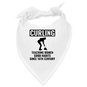 Curling Kehrfächer Winter Eissport Curler Lustig - Bandana - Weiß - Vorne