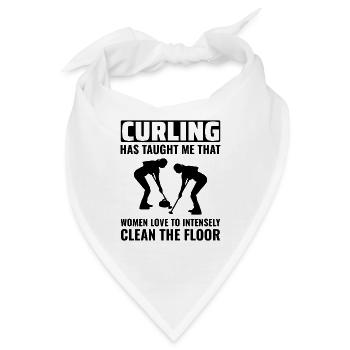 Curling Kehrfächer Winter Eissport Curler Lustig - Bandana - Weiß - Vorne