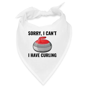 Curling Kehrfächer Winter Eissport Curler Lustig - Bandana - Weiß - Vorne