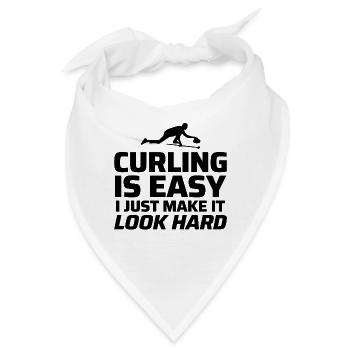 Curling Kehrfächer Winter Eissport Curler Lustig - Bandana - Weiß - Vorne