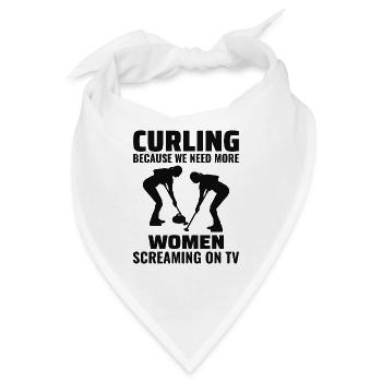 Curling Kehrfächer Winter Eissport Curler Lustig - Bandana - Weiß - Vorne