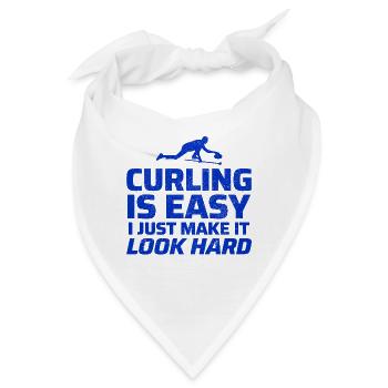 Curling Kehrfächer Winter Eissport Curler Lustig - Bandana - Weiß - Vorne