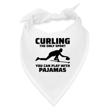 Curling Kehrfächer Winter Eissport Curler Lustig - Bandana - Weiß - Vorne