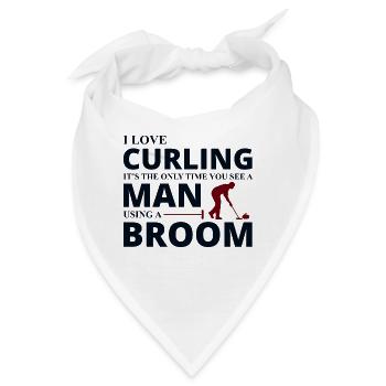 Curling Kehrfächer Winter Eissport Curler Lustig - Bandana - Weiß - Vorne