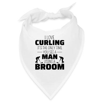 Curling Kehrfächer Winter Eissport Curler Lustig - Bandana - Weiß - Vorne
