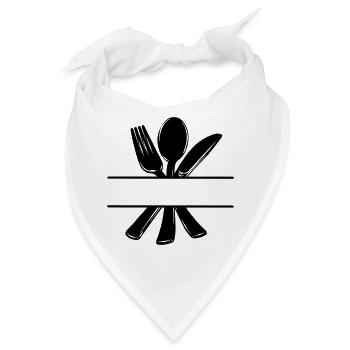 Besteck-Menü-Logo mit transparenter Leiste - Bandana - Weiß - Vorne