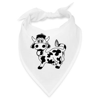 Lustige Kuh mit Zunge aus dem Maul - Bandana - Weiß - Vorne