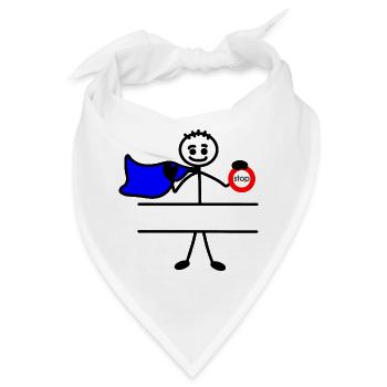 Held mit Umhang und Schildstopp - Bandana - Weiß - Vorne