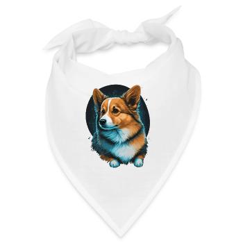 Leuchtender Hintergrund Corgi - Bandana - Weiß - Vorne